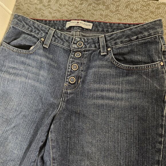 Tommy Hilfiger Jeans Womens Mid Rise‎ Med Wash Flare Blue 32x32 - Picture 7 of 11
